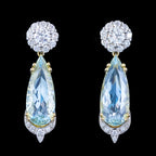 Edwardian Style Aquamarine Diamond Drop Earrings 18ct Gold 7.30ct Aquas