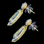 Edwardian Style Aquamarine Diamond Drop Earrings 18ct Gold 7.30ct Aquas