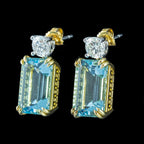 Edwardian Style Aquamarine Diamond Stud Earrings 18ct Gold 17.91ct Aqua
