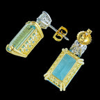 Edwardian Style Aquamarine Diamond Stud Earrings 18ct Gold 17.91ct Aqua