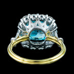 Edwardian Style Zircon Diamond Cluster Ring 6.58ct Blue Zircon