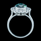 Edwardian Style Blue Zircon Diamond Cluster Ring 6.78ct Zircon