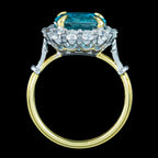 Edwardian Style Zircon Diamond Cluster Ring 6.58ct Blue Zircon
