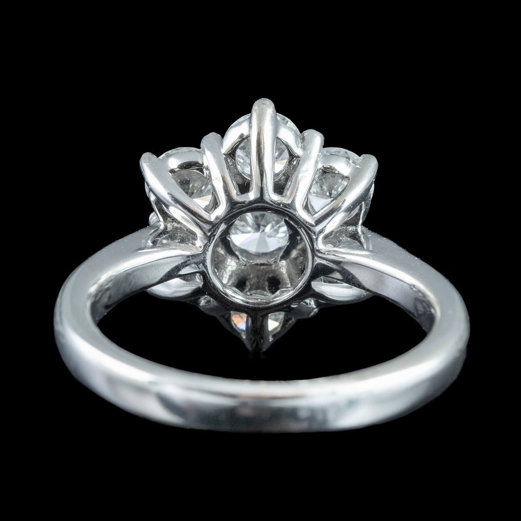 Edwardian Style Diamond Cluster Daisy Ring 1.88ct Total