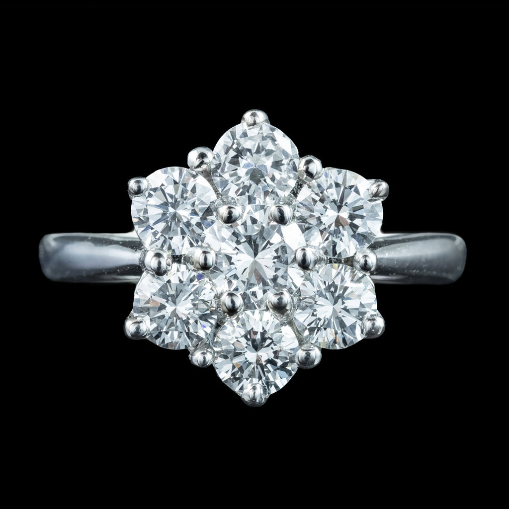 Edwardian Style Diamond Cluster Daisy Ring 1.88ct Total