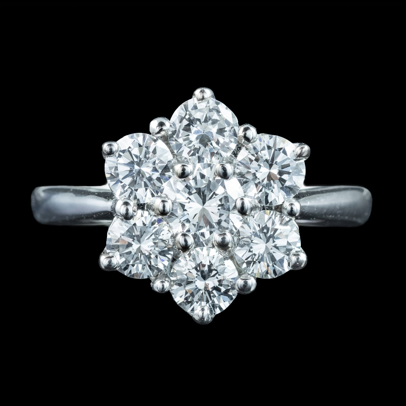 Edwardian Style Diamond Cluster Daisy Ring 1.88ct Total