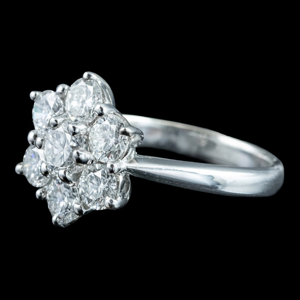 Edwardian Style Diamond Cluster Daisy Ring 1.88ct Total
