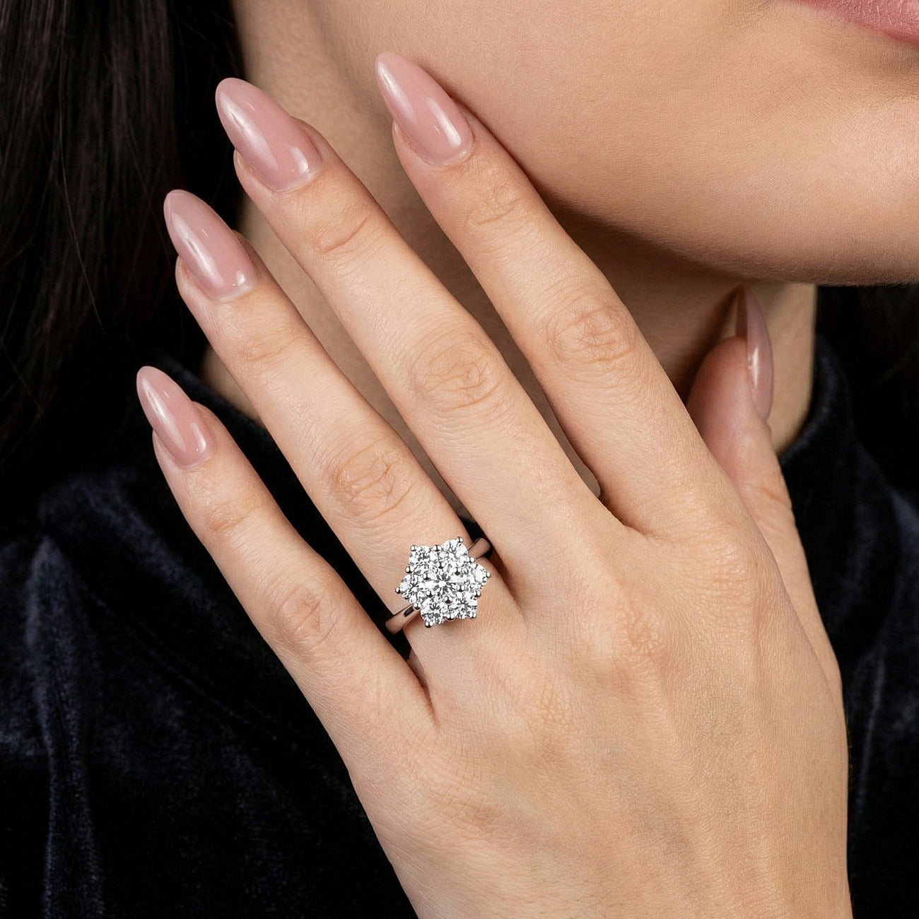 Edwardian Style Diamond Cluster Daisy Ring 1.88ct Total Secondary image