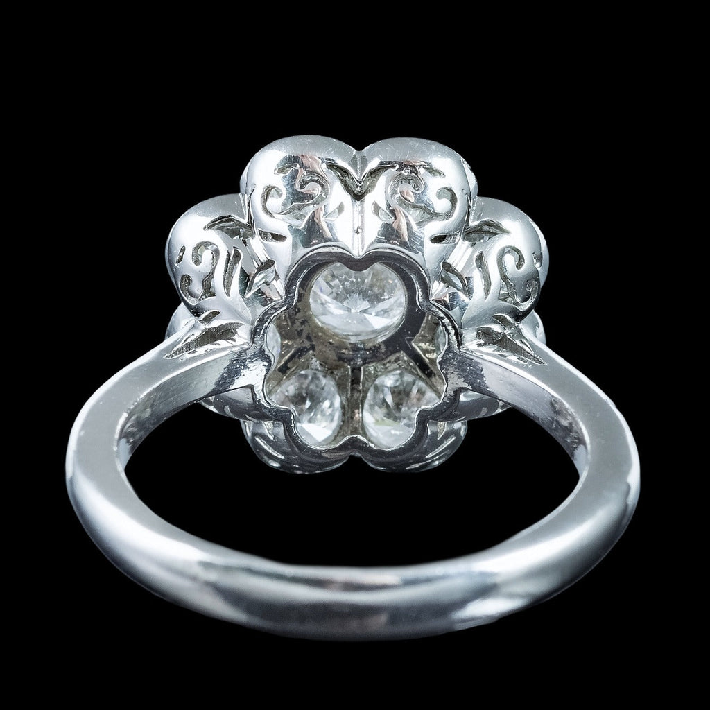 Edwardian Style Diamond Daisy Cluster Ring 2.03ct Total