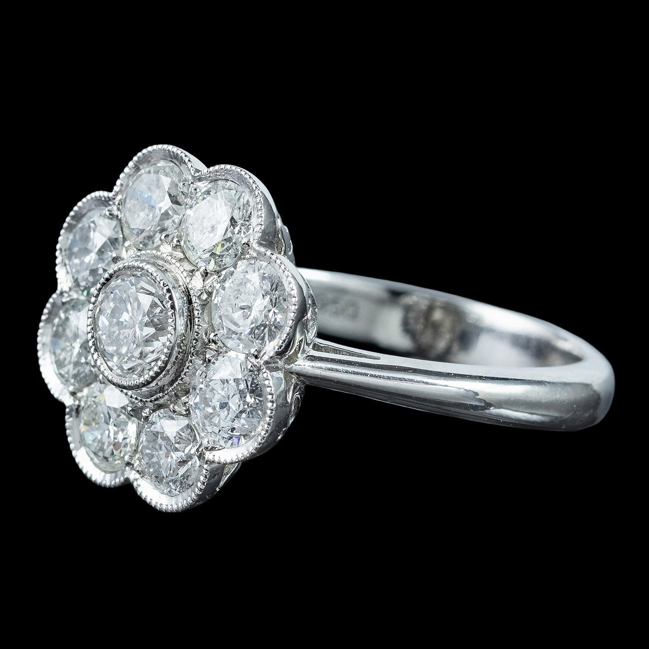 Edwardian Style Diamond Daisy Cluster Ring 2.03ct Total