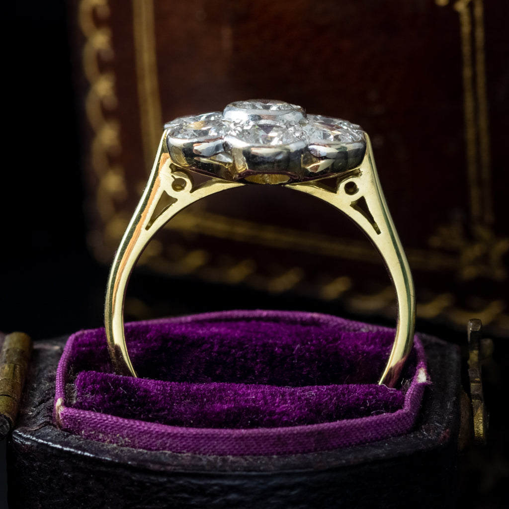 Edwardian Style Diamond Daisy Cluster Ring 1.4ct Total