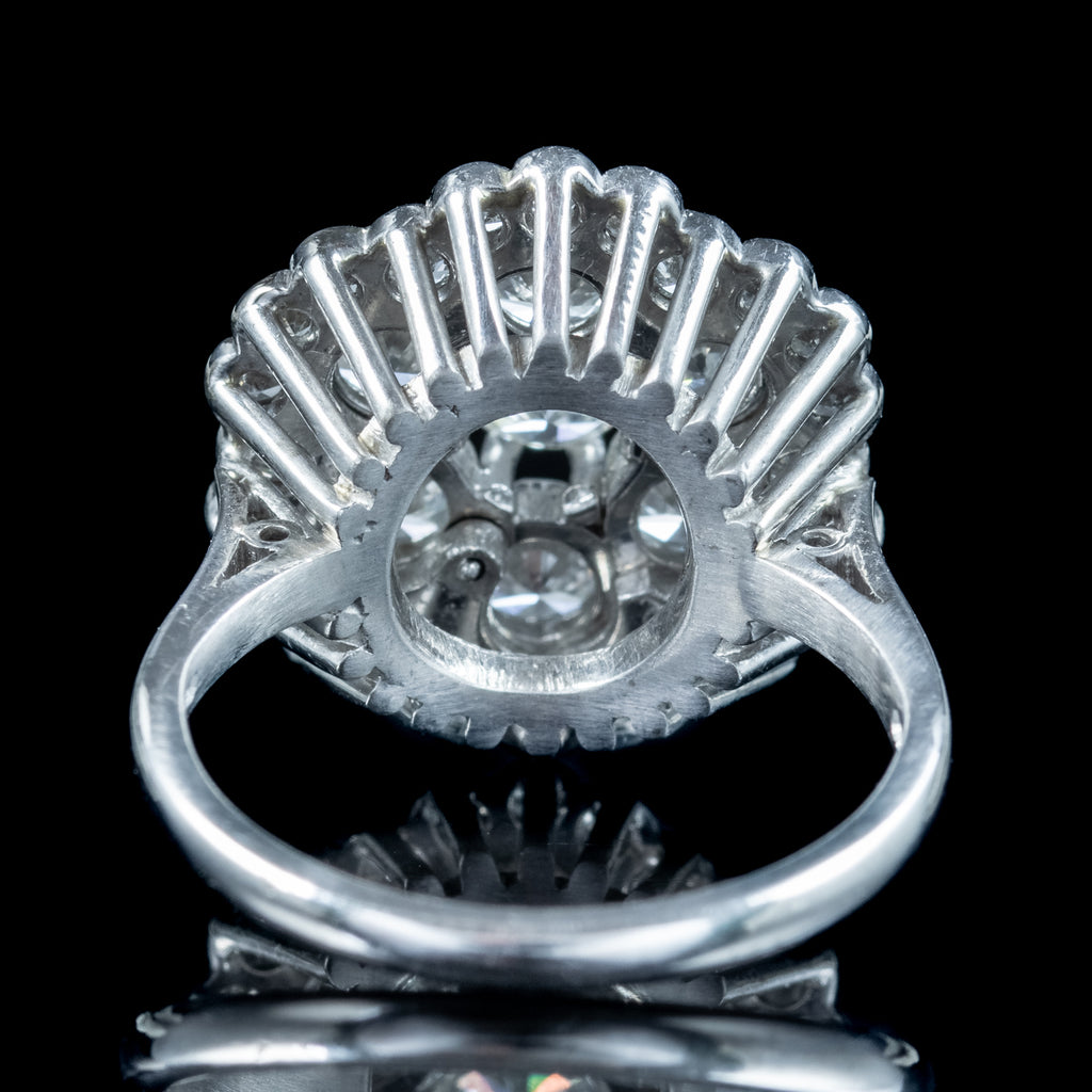 Edwardian Style Diamond Flower Cluster Ring 3ct Total