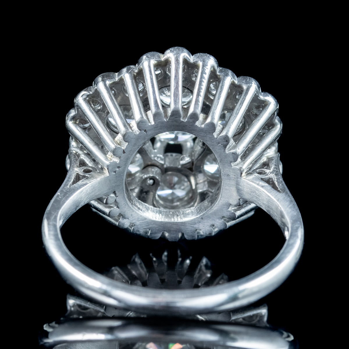 Edwardian Style Diamond Flower Cluster Ring 3ct Total