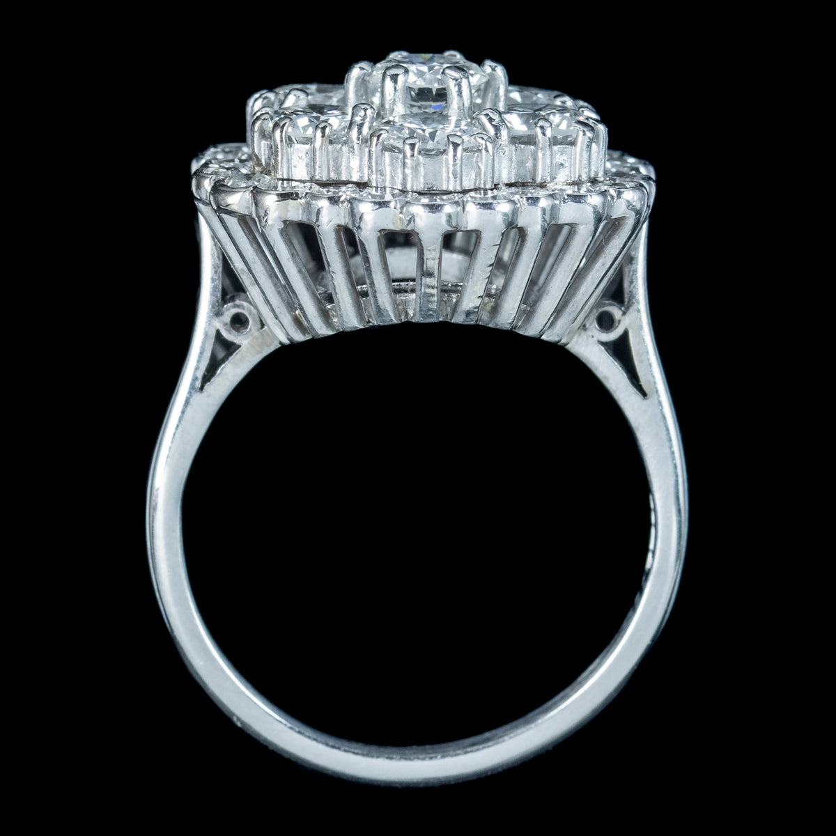 Edwardian Style Diamond Flower Cluster Ring 3ct Total