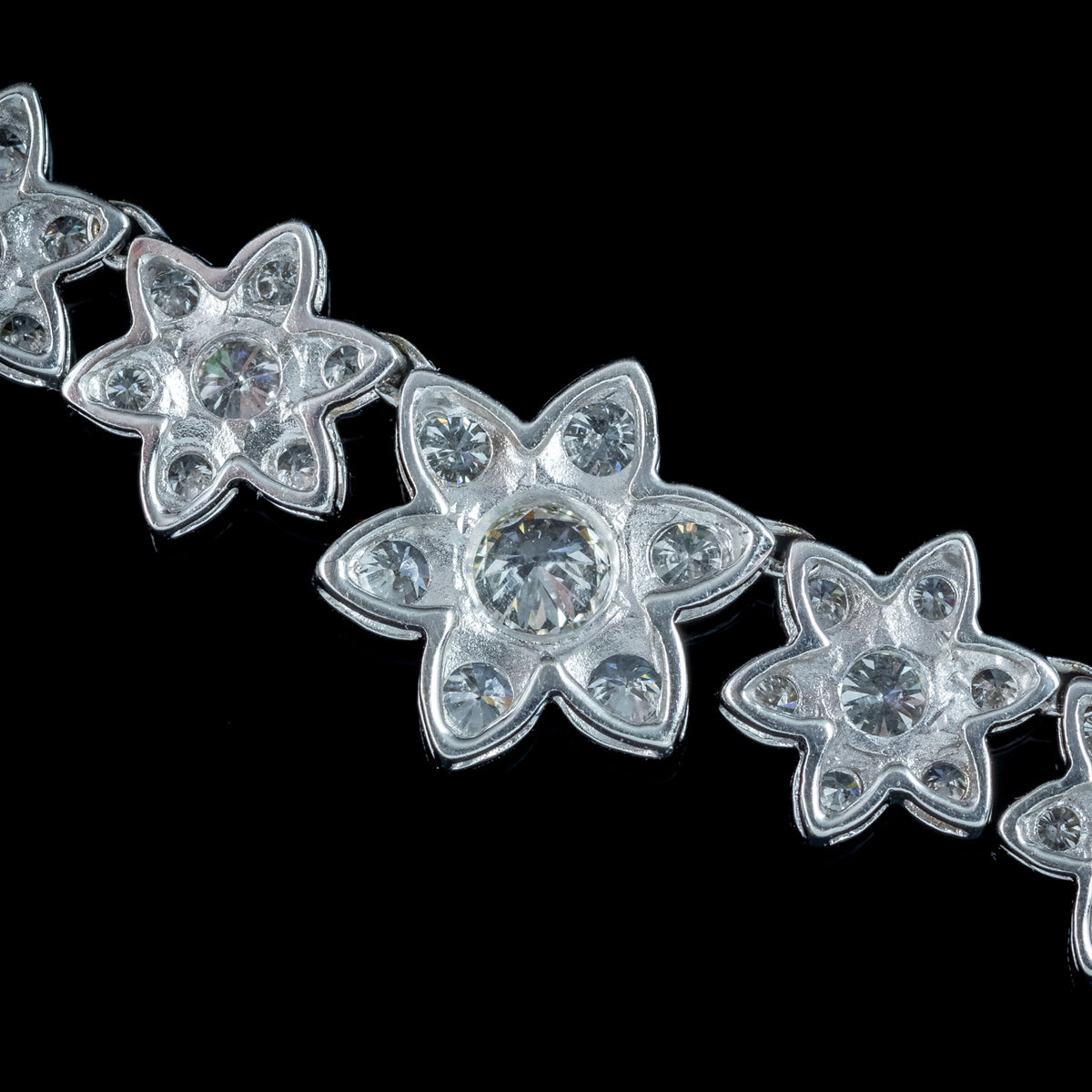 Edwardian Style Diamond Flower Riviere Necklace 18ct Gold 8ct Total