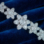 Edwardian Style Diamond Flower Riviere Necklace 18ct Gold 8ct Total