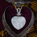 Edwardian Style Diamond Heart Pendant Necklace 3.2ct Total