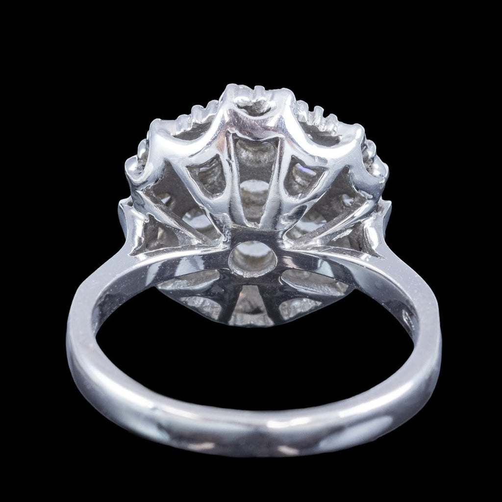 Edwardian Style Diamond Rosette Cluster Ring 2ct Total