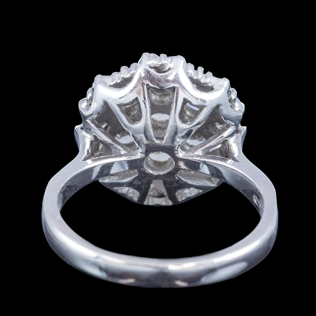 Edwardian Style Diamond Rosette Cluster Ring 2ct Total