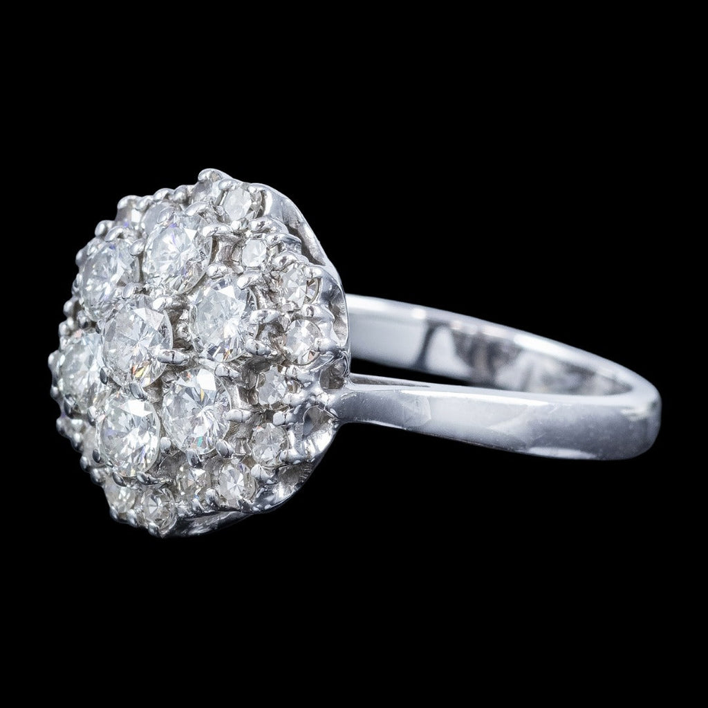 Edwardian Style Diamond Rosette Cluster Ring 2ct Total