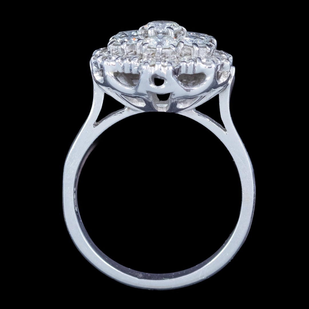 Edwardian Style Diamond Rosette Cluster Ring 2ct Total