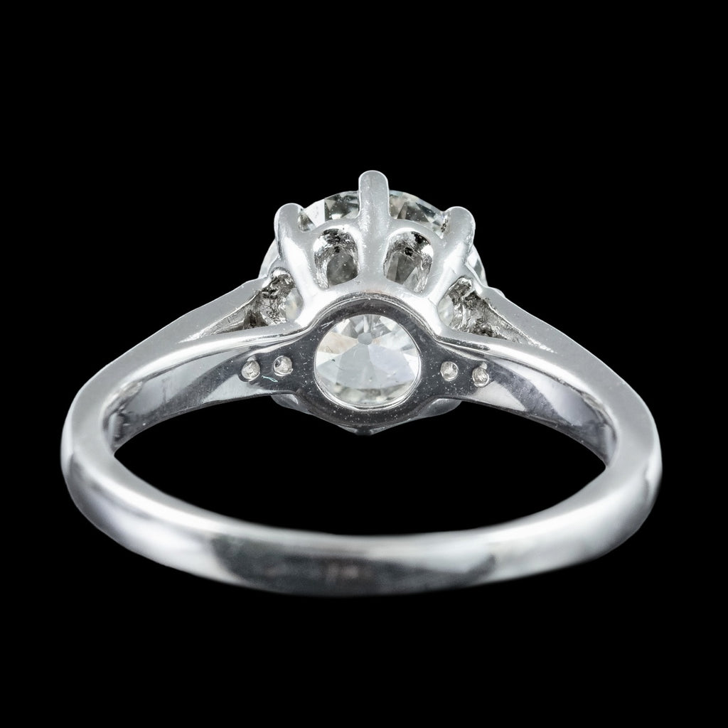 Edwardian Style Diamond Solitaire Ring 1.72ct Diamond With Cert