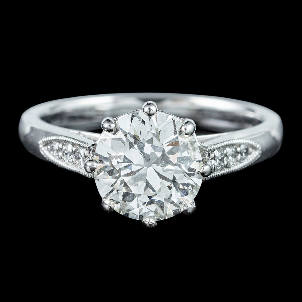 Edwardian Style Diamond Solitaire Ring 1.72ct Diamond With Cert
