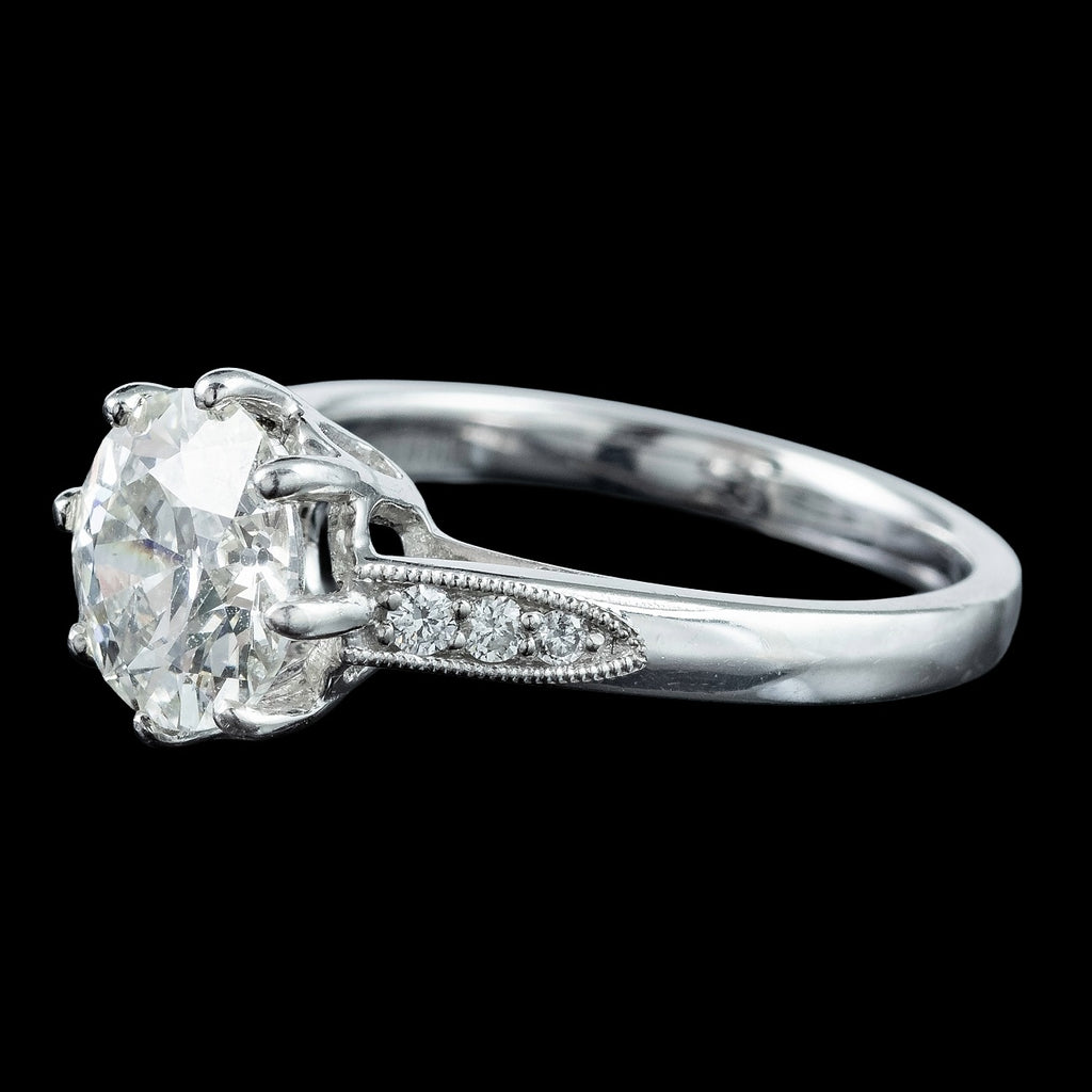 Edwardian Style Diamond Solitaire Ring 1.72ct Diamond With Cert