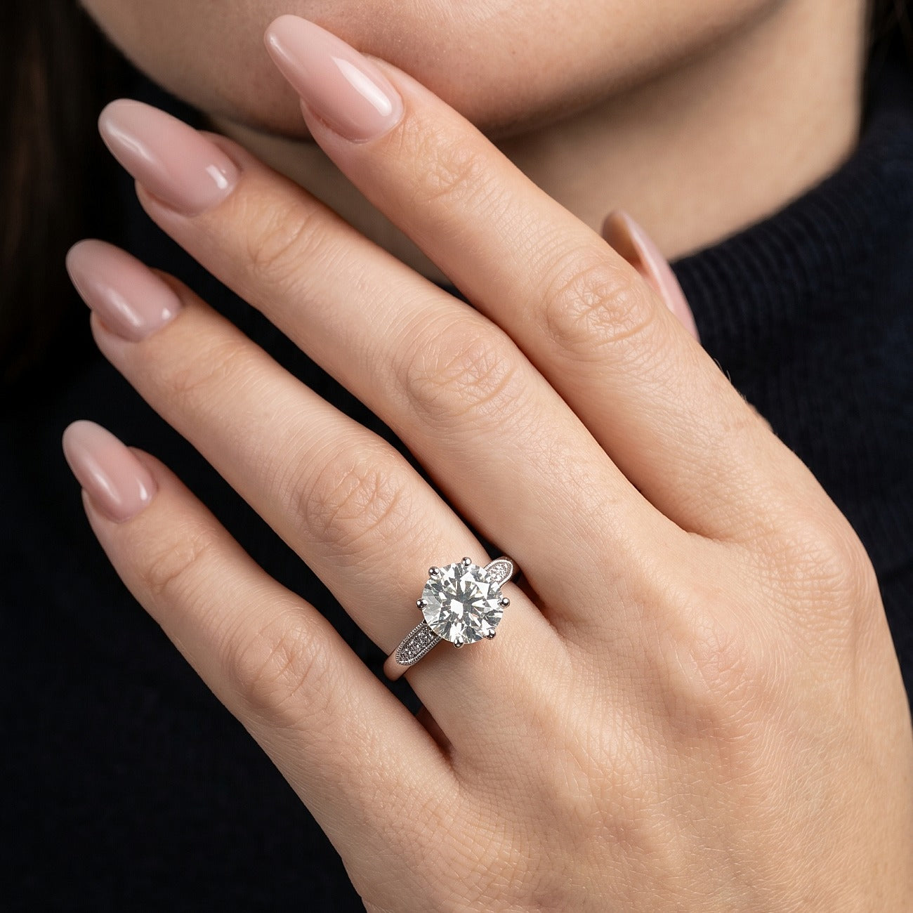 Edwardian Style Diamond Solitaire Ring 1.72ct Diamond With Cert Secondary image