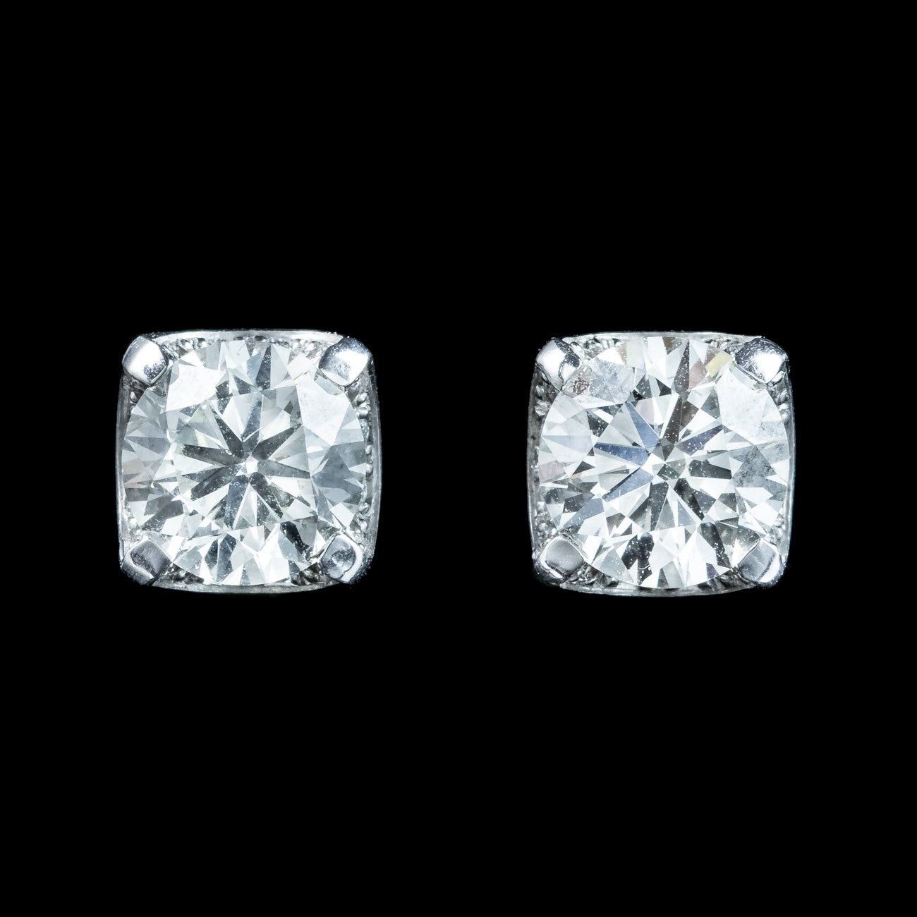 Edwardian Style Diamond Stud Earrings 18ct Gold 1.68ct Total Secondary image