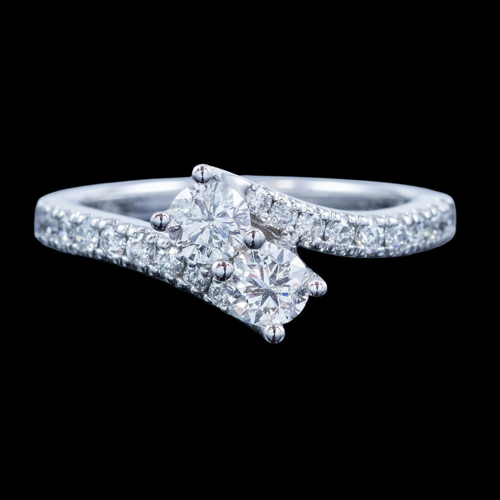 Edwardian Style Diamond Toi Et Moi Twist Ring 1.25ct Total
