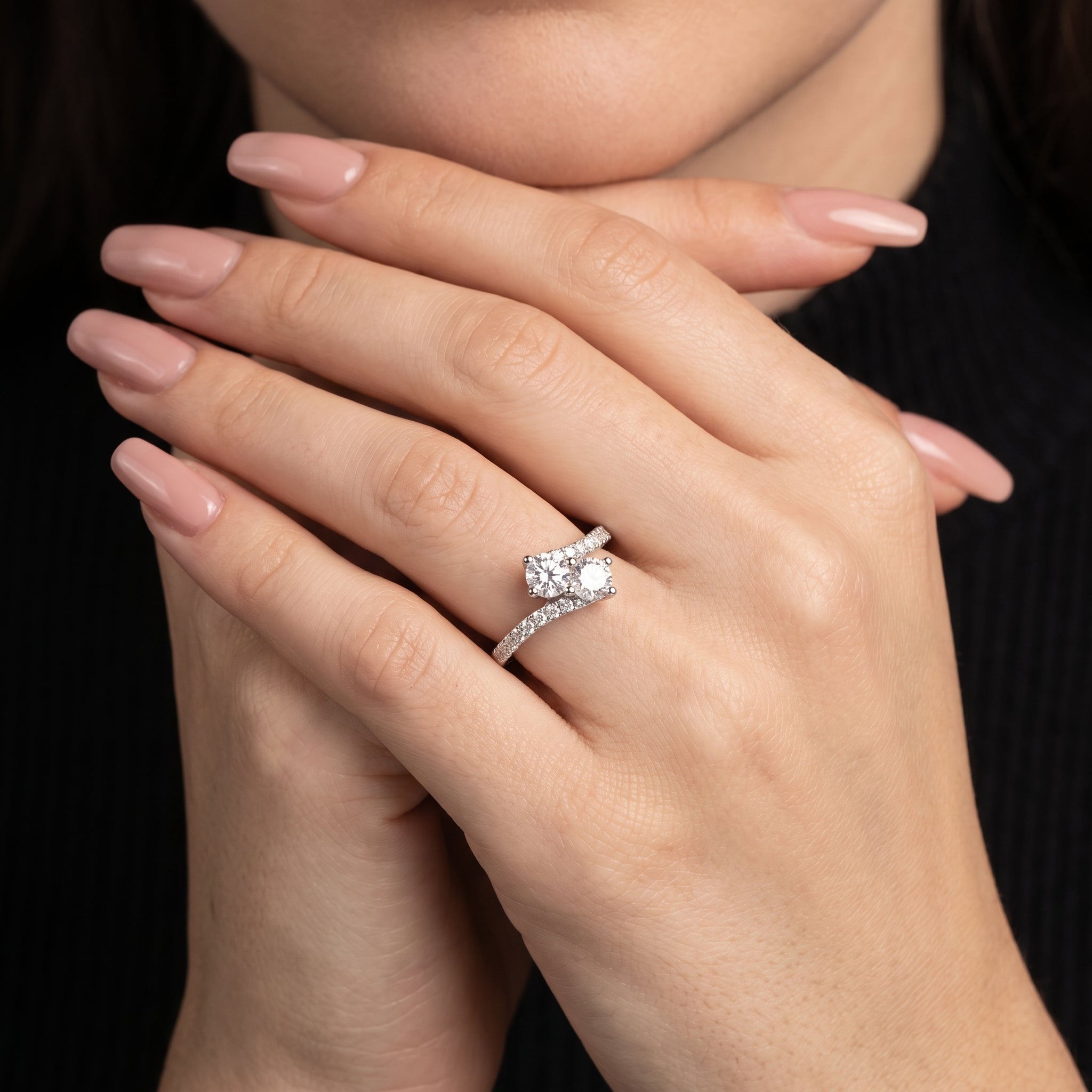 Edwardian Style Diamond Toi Et Moi Twist Ring 1.25ct Total Secondary image