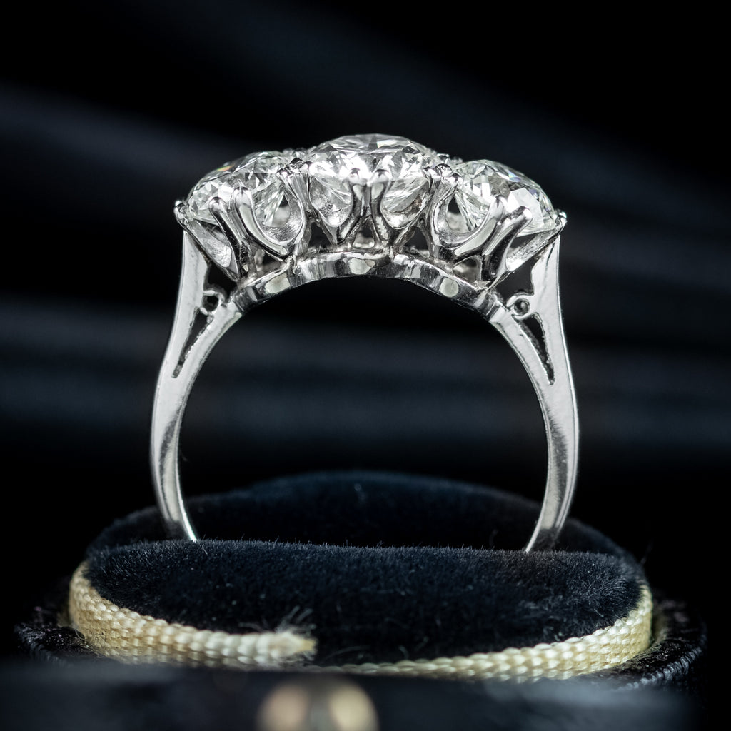 Edwardian Style Diamond Trilogy Ring 2.75ct Diamond With Cert