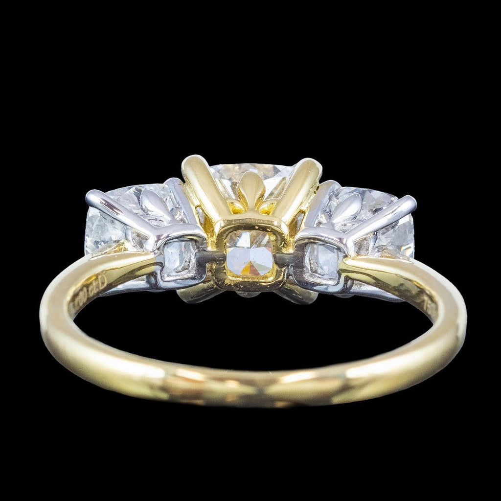 Edwardian Style Diamond Trilogy Ring 4ct Total With Certs 