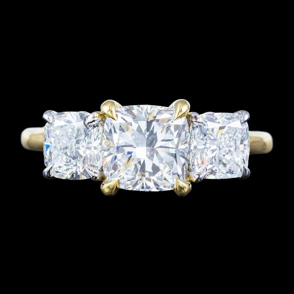 Edwardian Style Diamond Trilogy Ring 4ct Total With Certs 