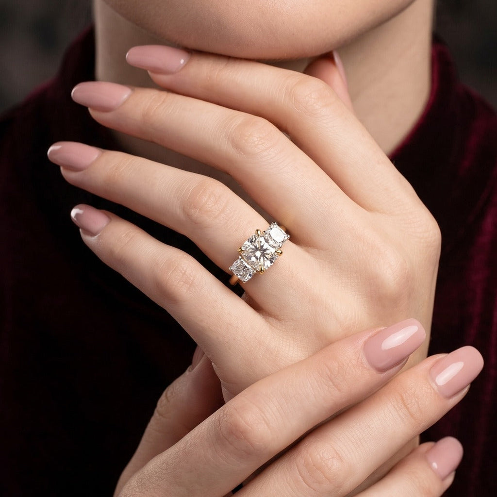 Edwardian Style Diamond Trilogy Ring 4ct Total With Certs 