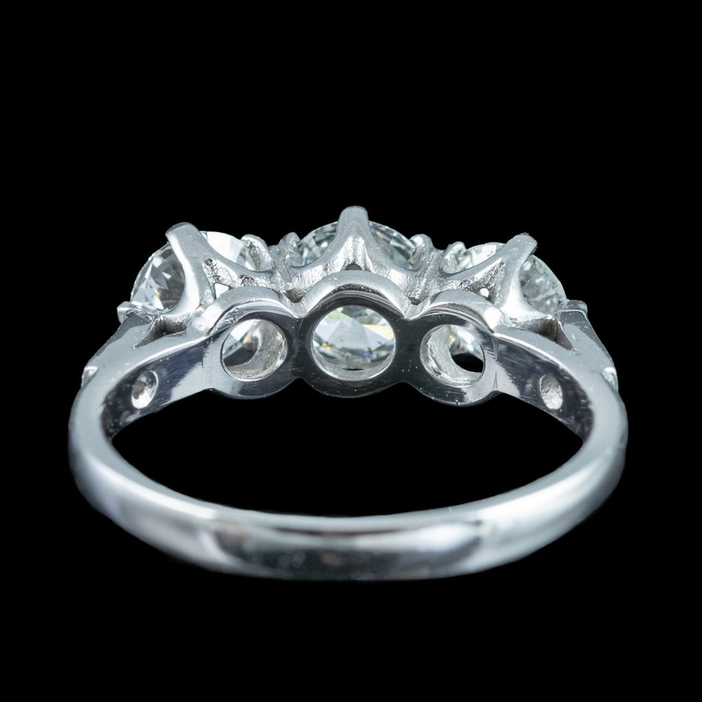 Edwardian Style Diamond Trilogy Ring 1.8ct Total