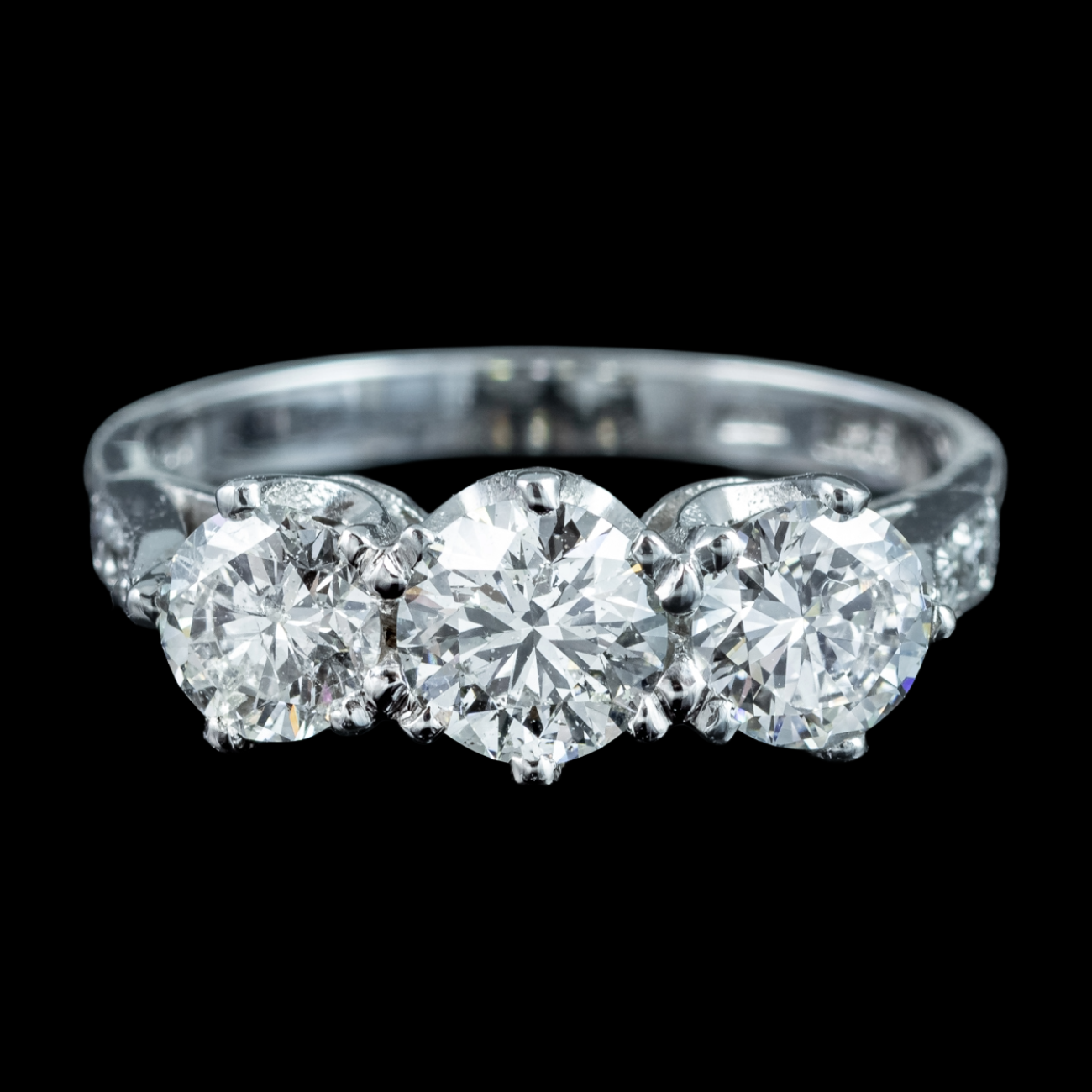 Edwardian Style Diamond Trilogy Ring 1.8ct Total