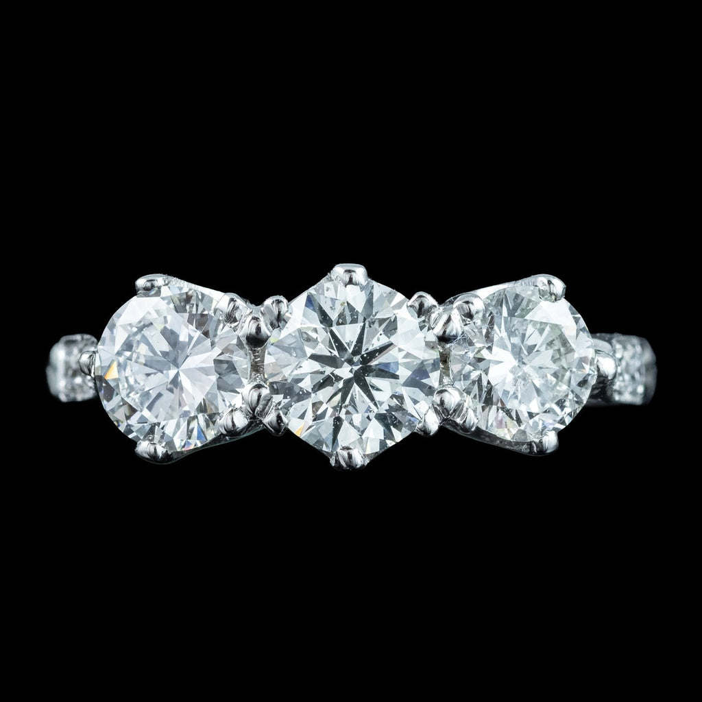 Edwardian Style Diamond Trilogy Ring 1.8ct Total