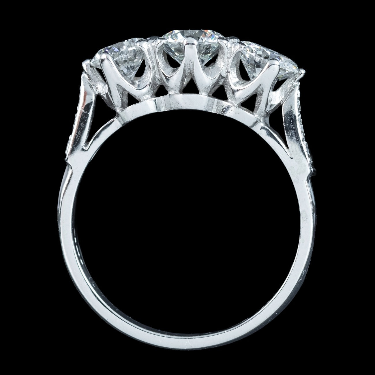 Edwardian Style Diamond Trilogy Ring 1.8ct Total