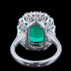 Edwardian Style Emerald Diamond Cluster Cocktail Ring 6.39ct Emerald 