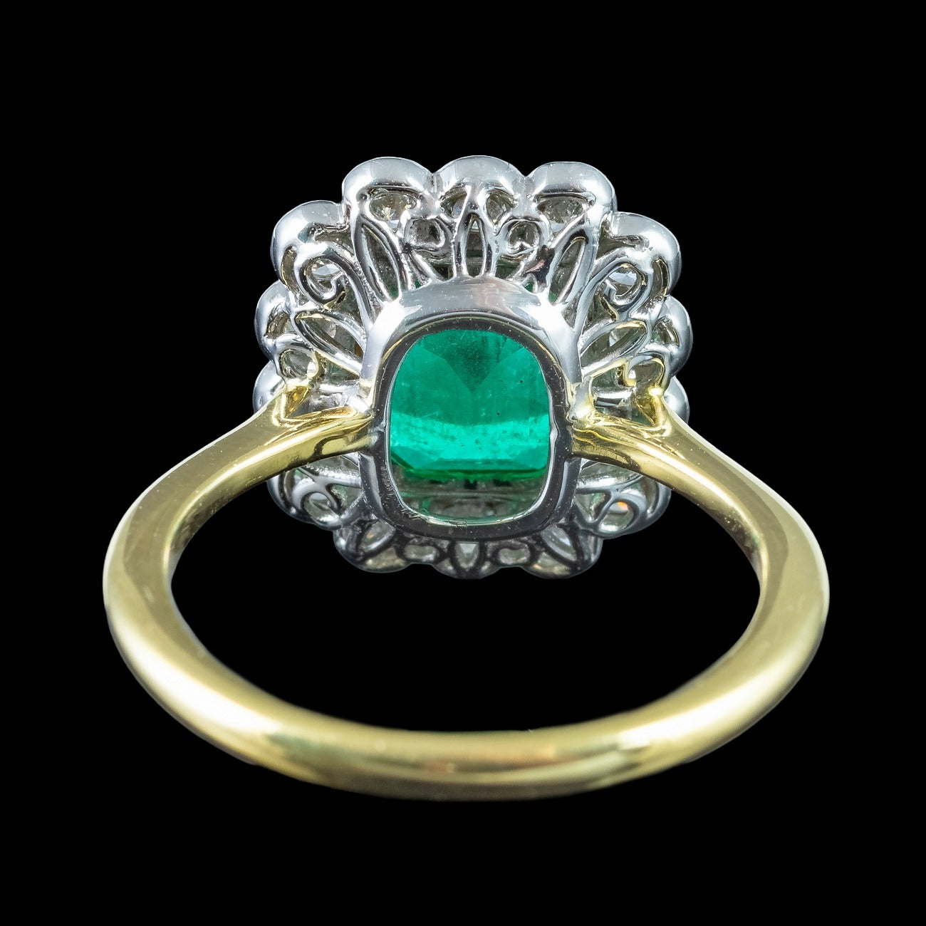 Edwardian Style Emerald Diamond Cluster Ring 2.13ct Emerald