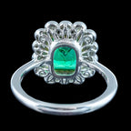 Edwardian Style Emerald Diamond Cluster Ring 2.28ct Emerald