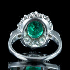 Edwardian Style Emerald Diamond Cluster Ring 1.35ct Emerald