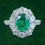 Edwardian Style Emerald Diamond Cluster Ring 1.35ct Emerald