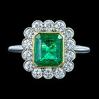 Edwardian Style Emerald Diamond Cluster Ring 2.28ct Emerald