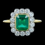 Edwardian Style Emerald Diamond Cluster Ring 2.13ct Emerald