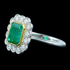 Edwardian Style Emerald Diamond Cluster Ring 2.28ct Emerald