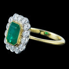 Edwardian Style Emerald Diamond Cluster Ring 2.13ct Emerald