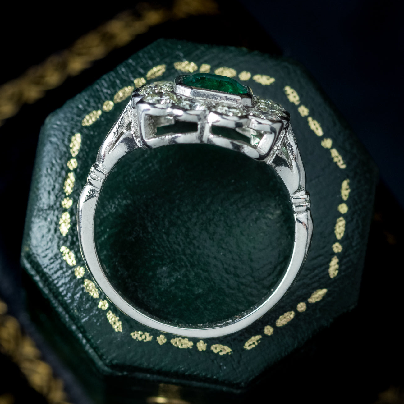 Edwardian Style Emerald Diamond Cluster Ring 1.10ct Emerald Secondary image